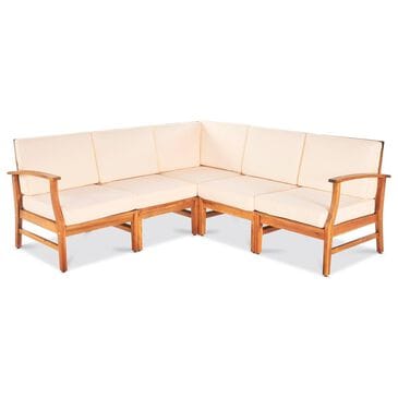 Hearth and Haven Perla 5-Piece Outdoor Sectional in Cream, , large
