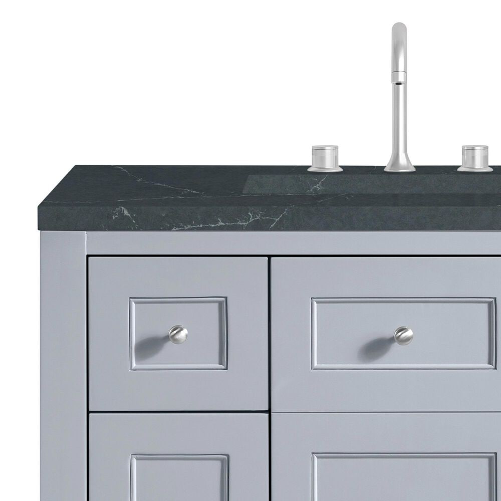 James Martin Vanities Breckenridge 36&quot; Single Bathroom Vanity in Serenity Blue with 3 cm Charcoal Soapstone Quartz Top and Rectangular Sink, , large