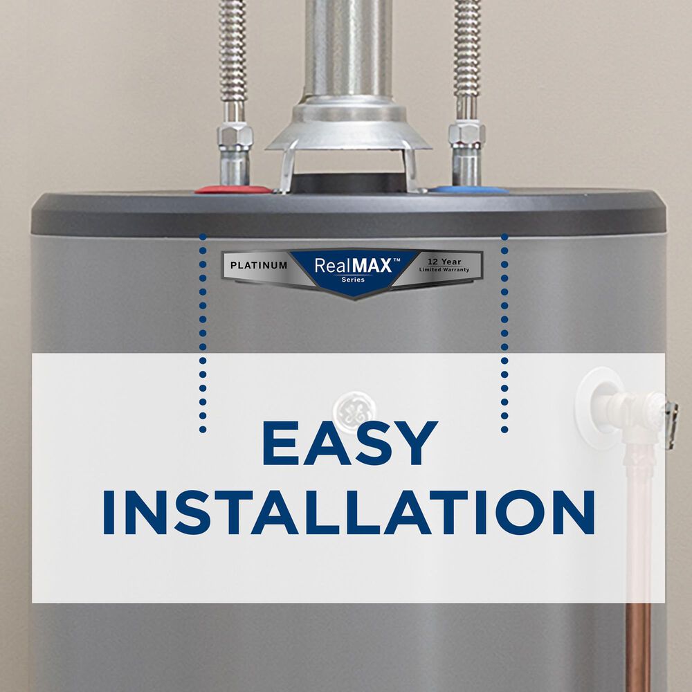 GE Appliances RealMAX Platinum 50-Gallon Tall Natural Gas Atmospheric Water Heater in Gray, , large