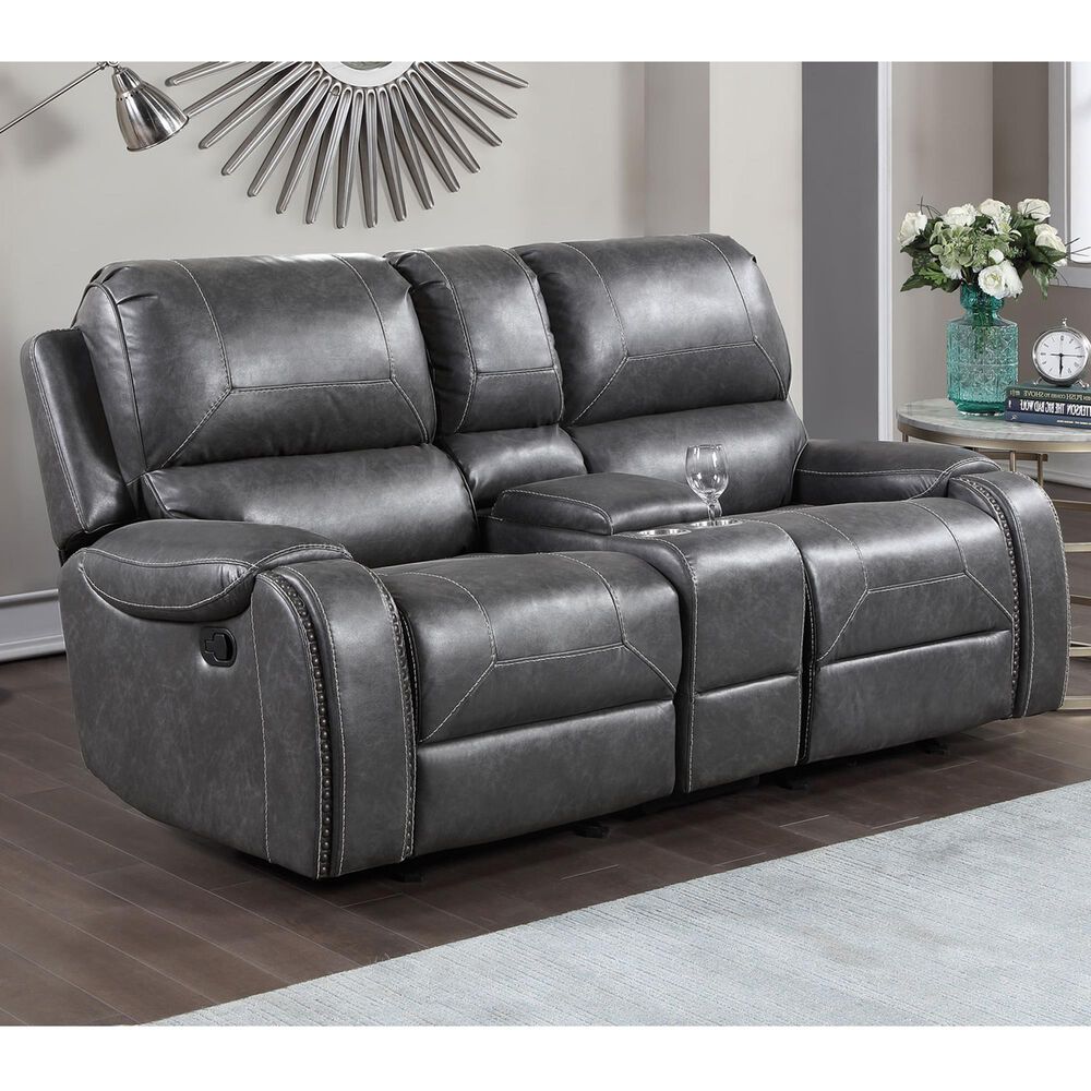 Steve Silver Keily Manual Reclining Loveseat in Dove Grey, , large