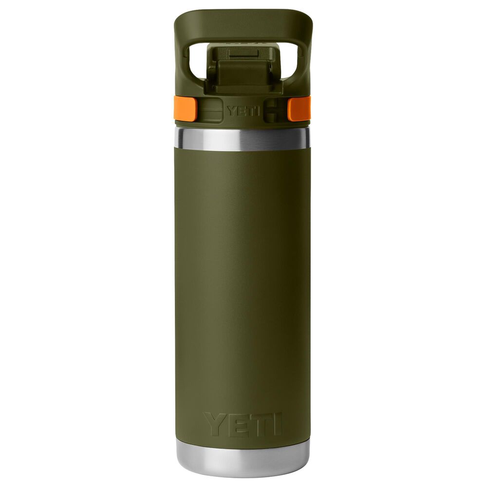 YETI Rambler 18 Oz Water Bottle with Color-Blocked Flip Chug Cap in Olive and King Crab Orange, , large