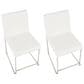 Lumisource Fuji Side Chair with White Velvet Cushion in Brushed Stainless Steel (Set of 2), , large