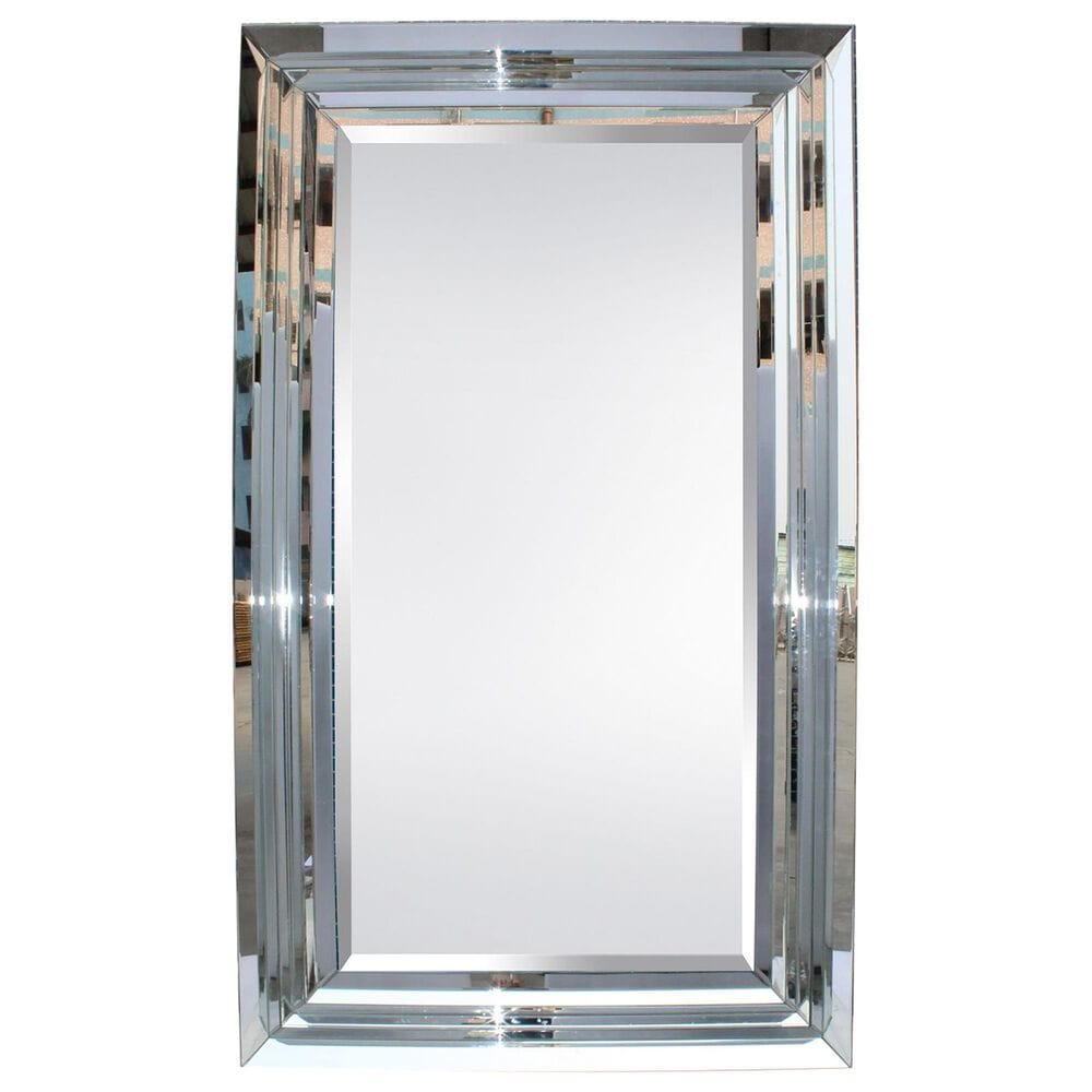 Garber Collection 81" Glass Modern Floor Mirror in Silver, , large