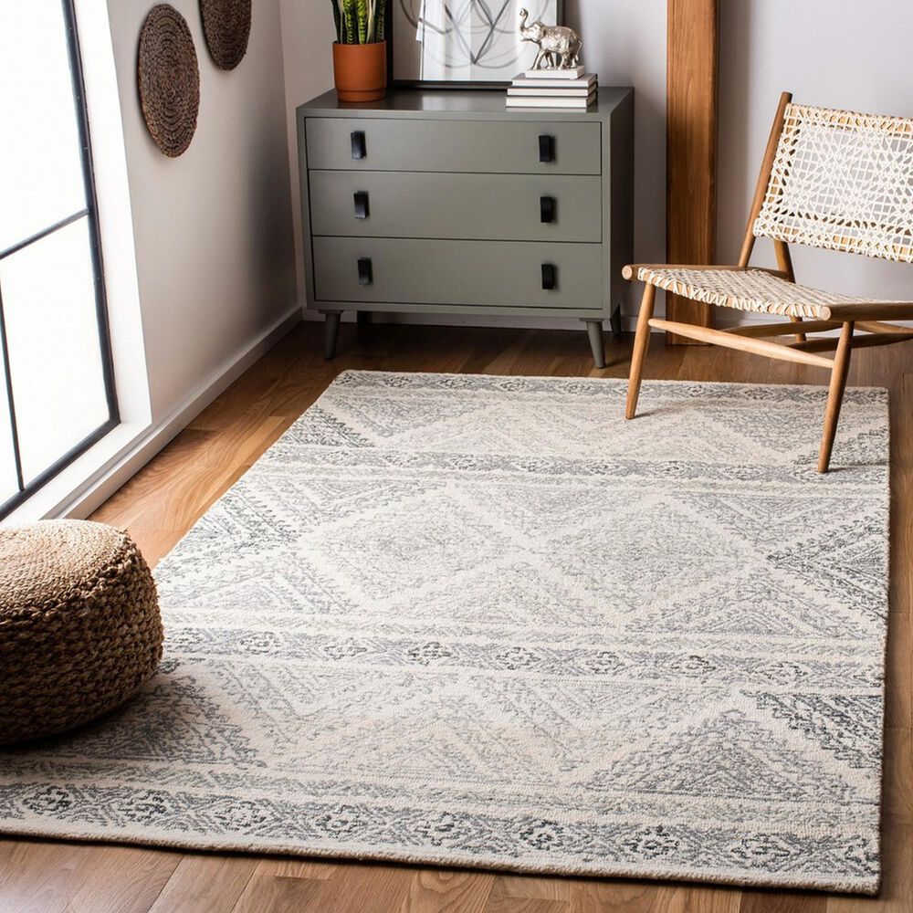 Safavieh Micro-Loop 5&#39; x 8&#39; Ivory and Grey Area Rug, , large