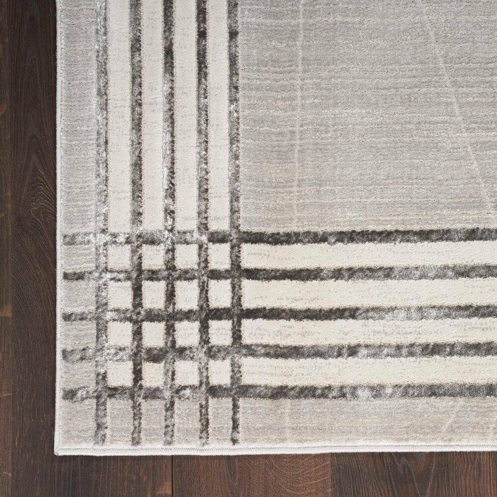 Nourison Desire Geometric 2&#39;3&quot; x 7&#39;6&quot; Grey, Silver and White Runner, , large