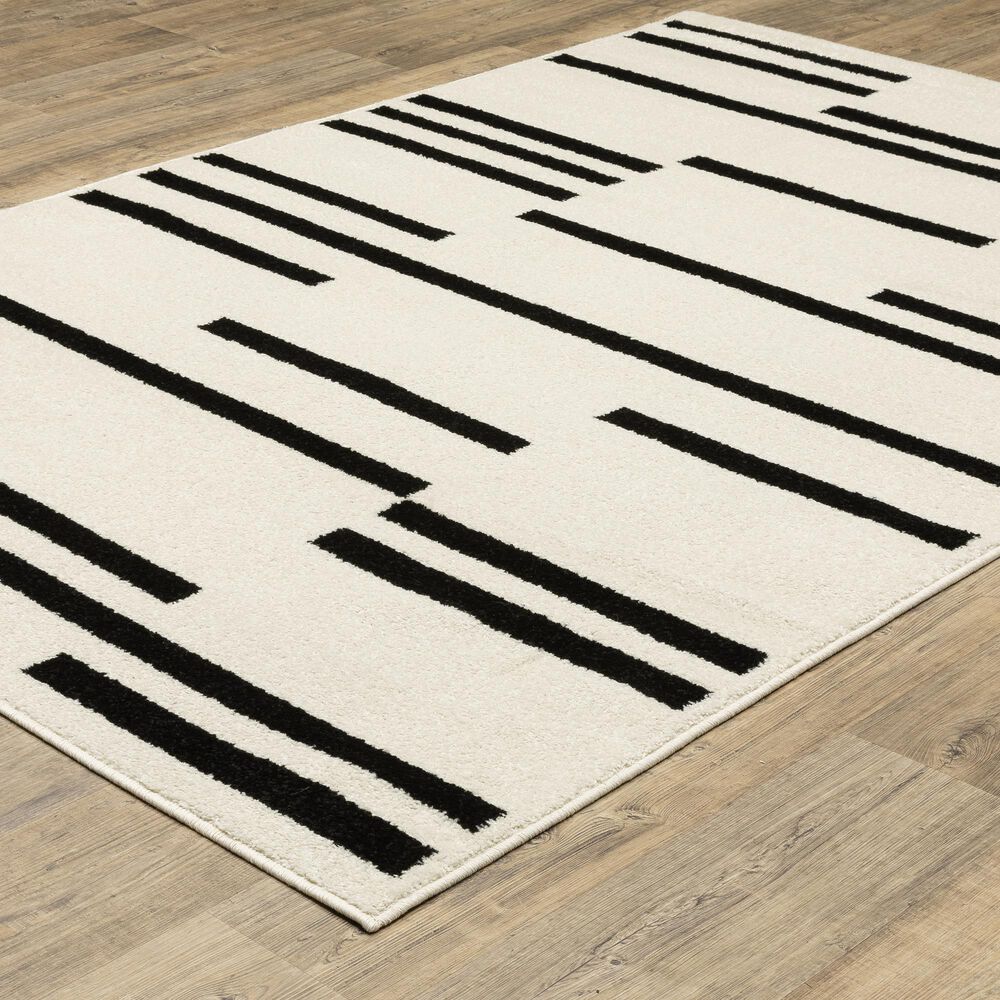 ROW by Oriental Weavers Quinn Striped Beige and Black 2' x 7' Runner, , large