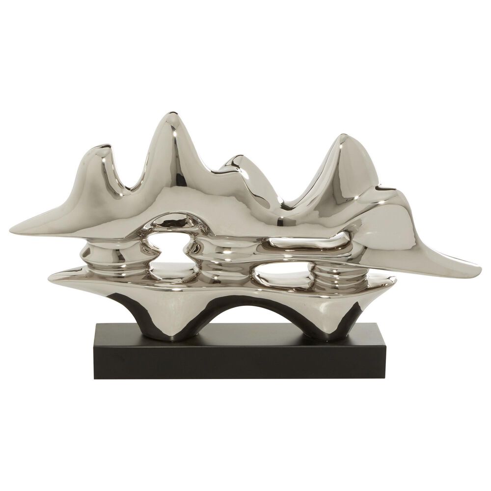 Maple and Jade Porcelain Sculpture in Silver and Black, , large