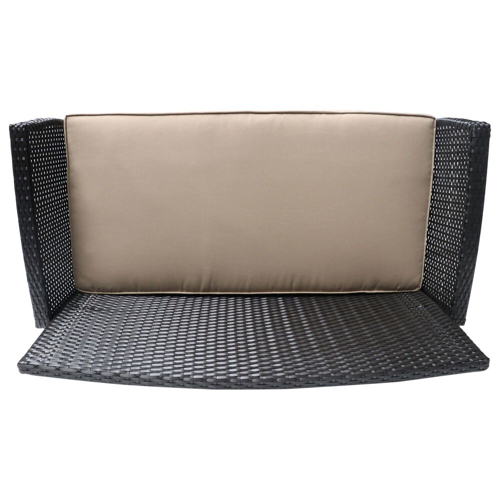 Hearth and Haven ST Lucia Outdoor Loveseat with Tan Cushion in Brown, , large