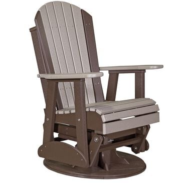 Amish Orchard 2" Adirondack Outdoor Swivel Glider Chair in Weatherwood and Chestnut, , large