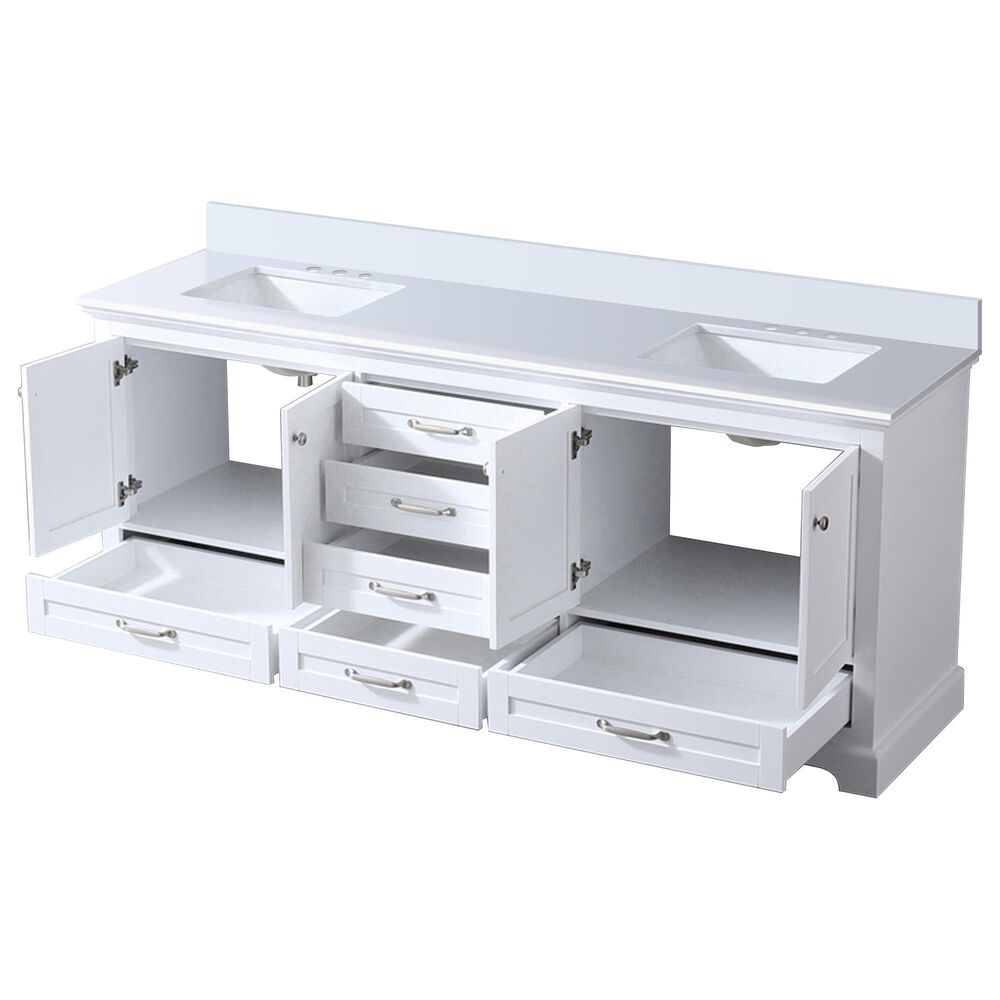 Lexora Home Dukes 80&quot; Double Bathroom Vanity in White with 2 cm White Cultured Marble Top and Rectangular Sinks, , large