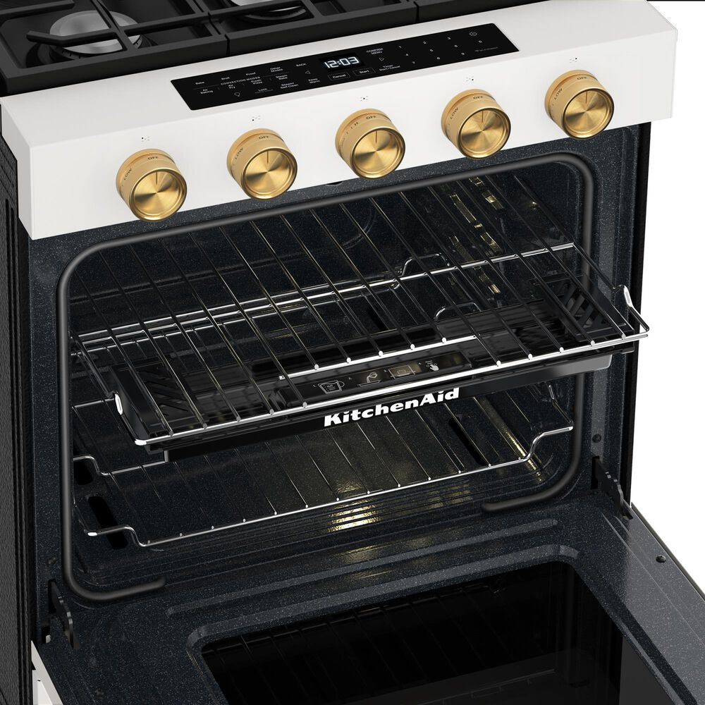 KitchenAid 5.0 Cu. Ft. Smart Slide-in Gas Range in Porcelain White, , large