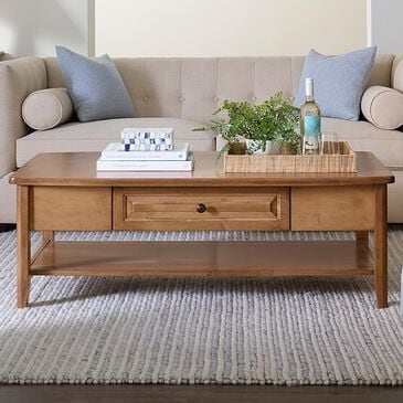 Archbold Furniture Carson 1-Drawer Large Rectangular Coffee Table with Shelf in Bark, , large