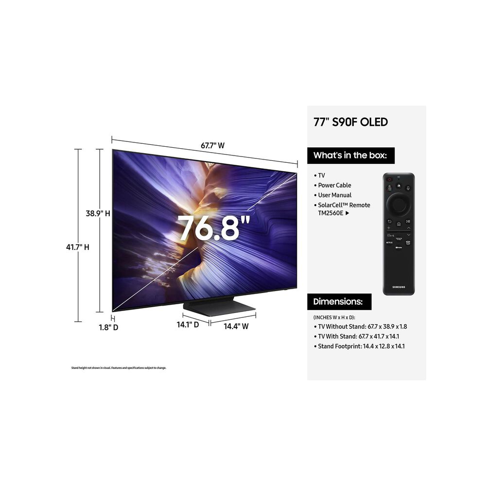 Samsung 77&quot; Class S90F OLED 4K Vision AI in Space Black - Smart TV, , large
