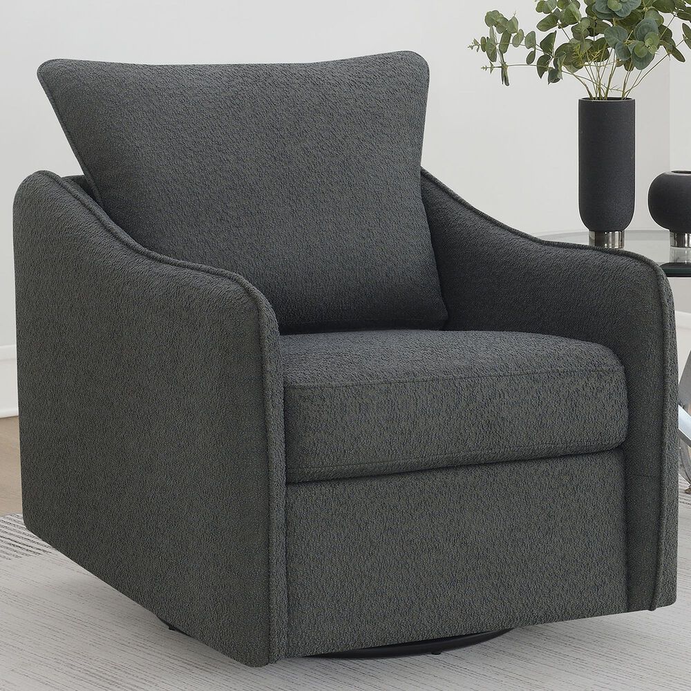 Pacific Landing Madia Swivel Glider Chair in Charcoal Grey, , large