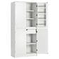 HOMLUX HOMLUX 72" Tall Farmhouse Kitchen Pantry Cabinet with 8 Door Shelves, Curved Design Storage Cabinet with 3 Adjustable Shelves, Hidden Drawer, Versatile Cupboard for Kitchen, Dining & Bathroom, White, , large