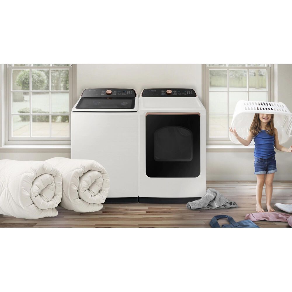 Samsung 5.5 Cu. Ft. Smart Top Load Impeller Washer and 7.4 Cu. Ft. Electric Dryer in Ivory, , large
