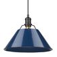 Golden Lighting Orwell 1-Light Wide Large Pendant with Matte Navy Shade in Matte Black, , large