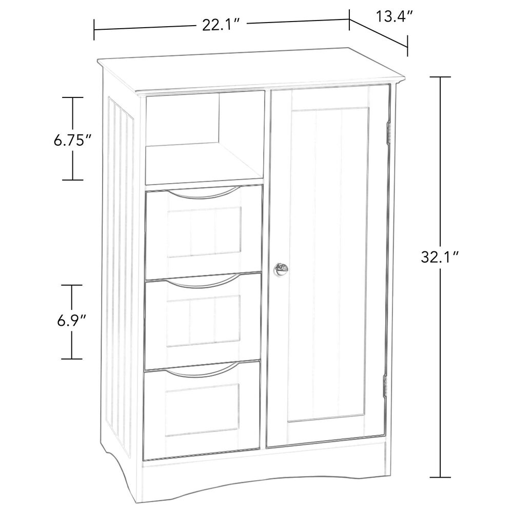 RiverRidge Home Ashland 1-Door Floor Cabinet in White, , large