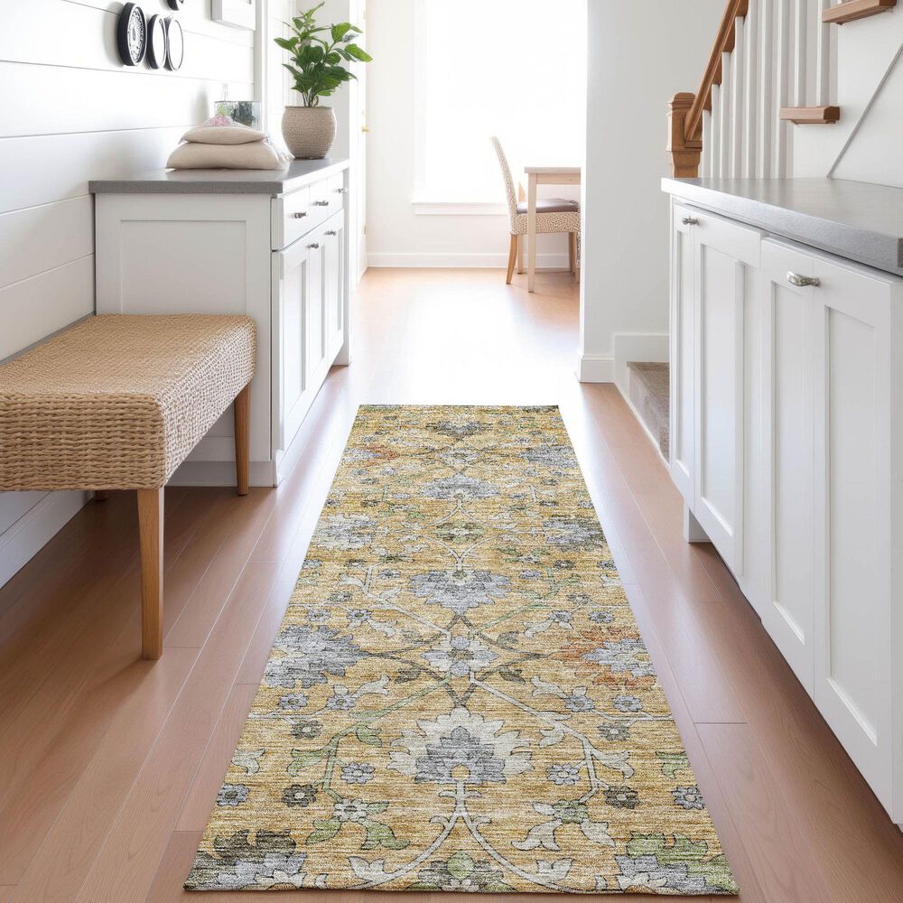Dalyn Rug Company Silk Road Saffron, Gold, Copper, Gray, Olive and Fern 2&#39;3&quot; x 7&#39;6&quot; Runner, , large