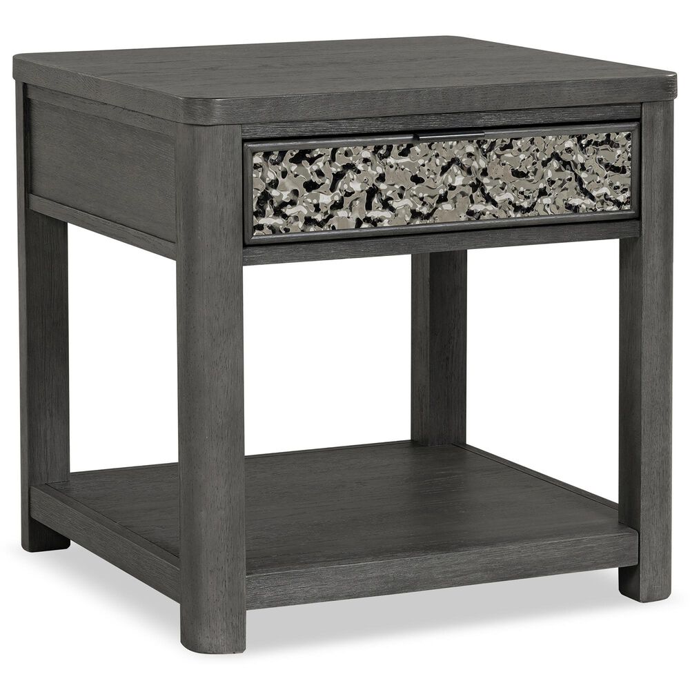 Furniture of America Piez End Table in Ash Gray and Stainless Steel, , large