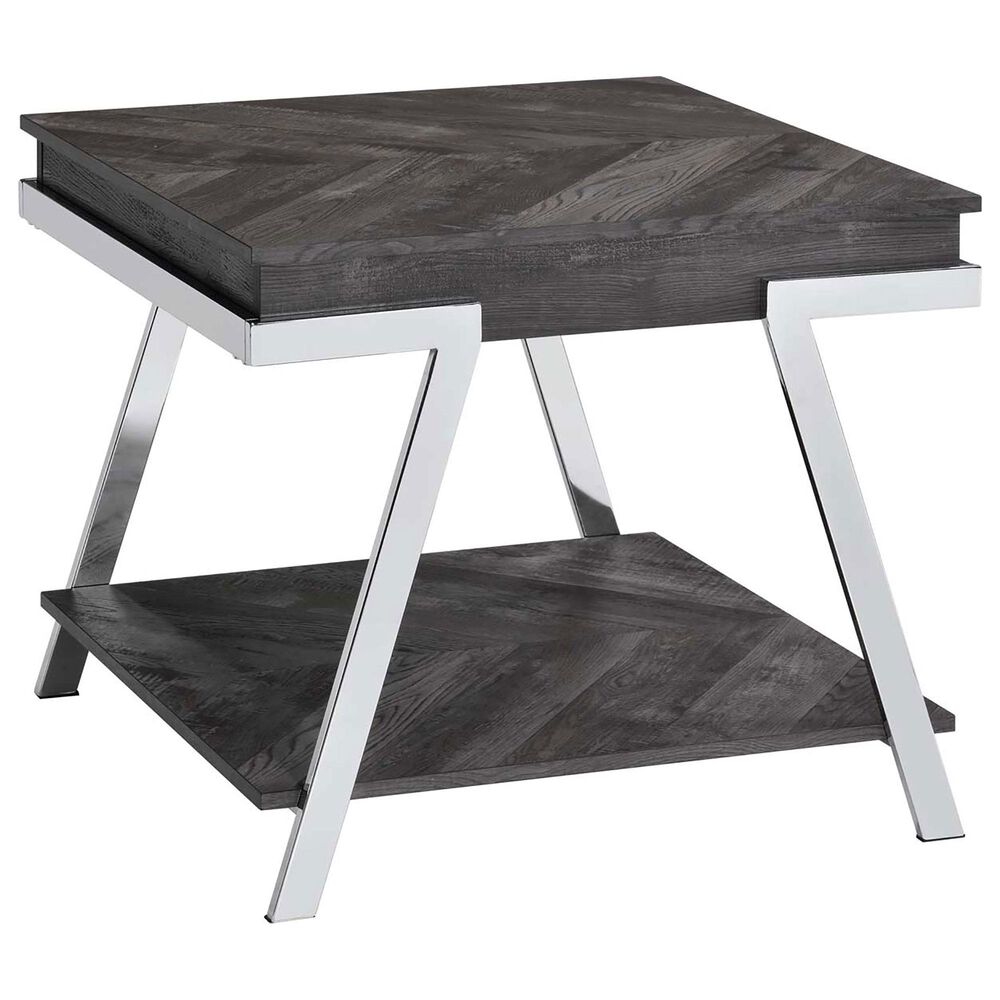 Steve Silver Roma End Table in Shadow Grey and Chrome, , large