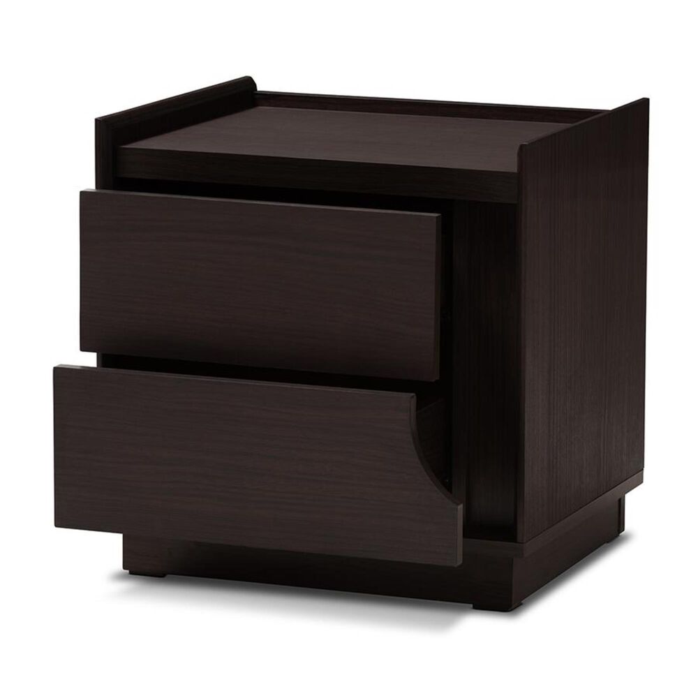 Baxton Studio Larsine 2 Drawer Nightstand in Wenge Brown, , large