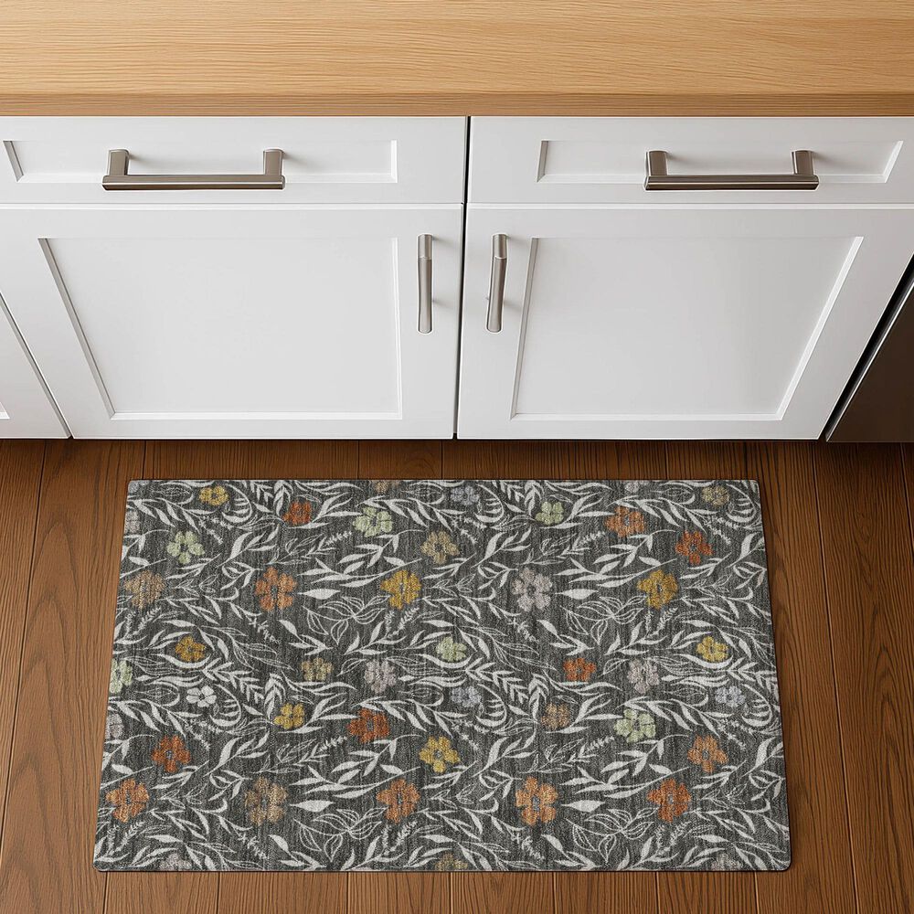 Dalyn Rug Company Soft Essentials Floral Graphite 1'8" x 2'6" Indoor/Outdoor Area Rug, , large