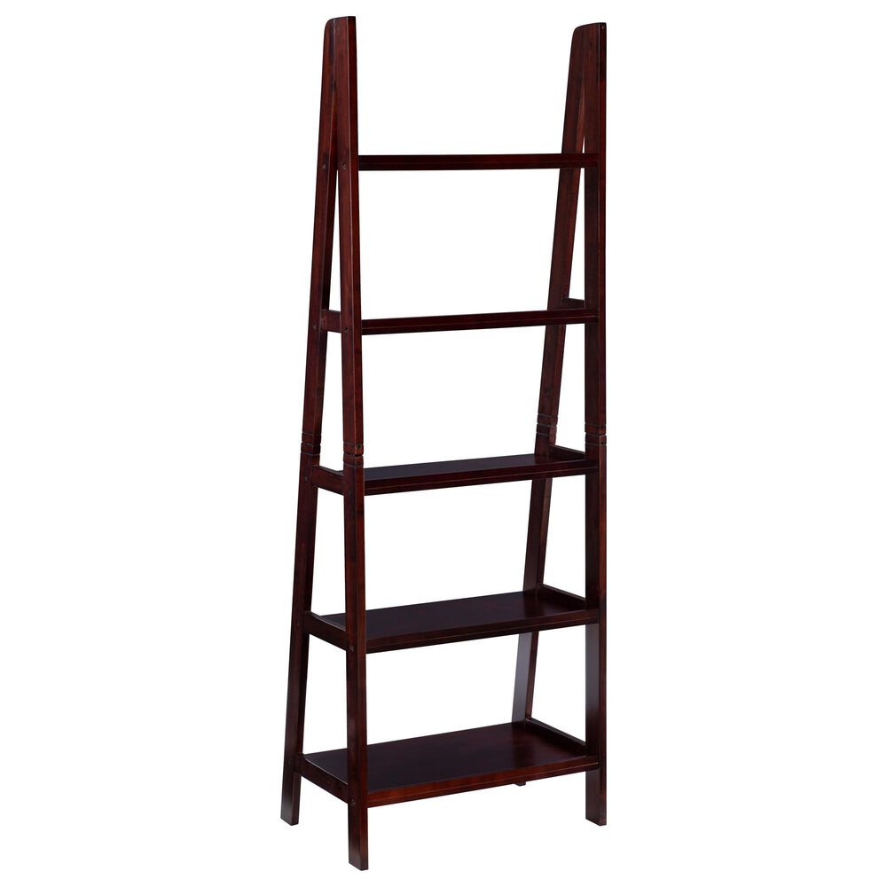 Linon Home Decor Acadia 5-Shelf Ladder Bookcase in Espresso, , large