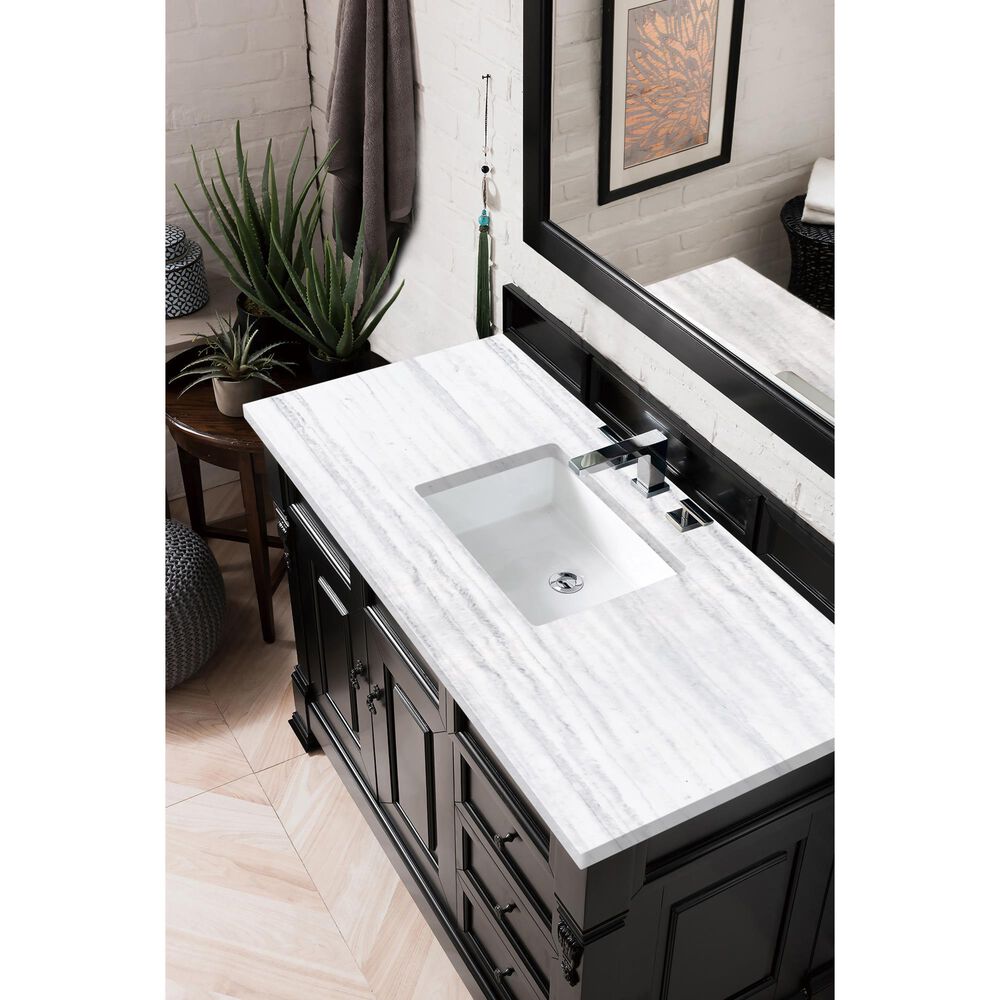 James Martin Vanities Brookfield 48&quot; Single Bathroom Vanity in Antique Black with 3 cm Arctic Fall Solid Surface Top and Rectangle Sink, , large