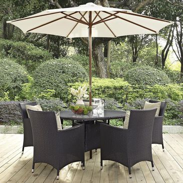 Modway Convene 7-Piece Outdoor Patio Dining Set in Espresso and Beige, , large