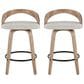 LumiSource Grotto 26" Swivel Counter Stool with Oat Fabric Upholstery in Whitewashed and Black (Set of 2), , large