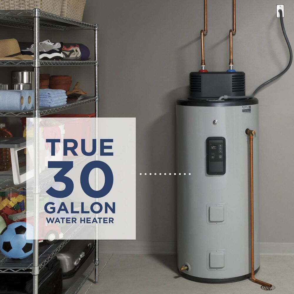 GE Appliances 30-Gallon Smart Electric Water Heater with Flexible Capacity in Gray, , large