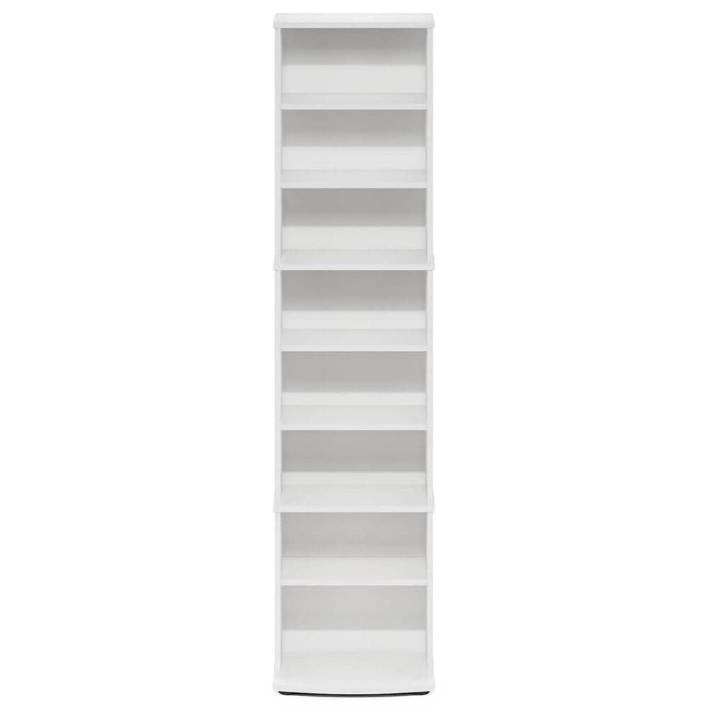 HOMLUX 8-Tier Multimedia Storage Tower with Adjustable Shelves in White, , large