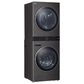 LG Single Unit Front Load LG WashTower with Center Control 4.5 Cu. Ft. Washer and 7.4 Cu. Ft. Gas Dryer in Black Stainless Steel, , large