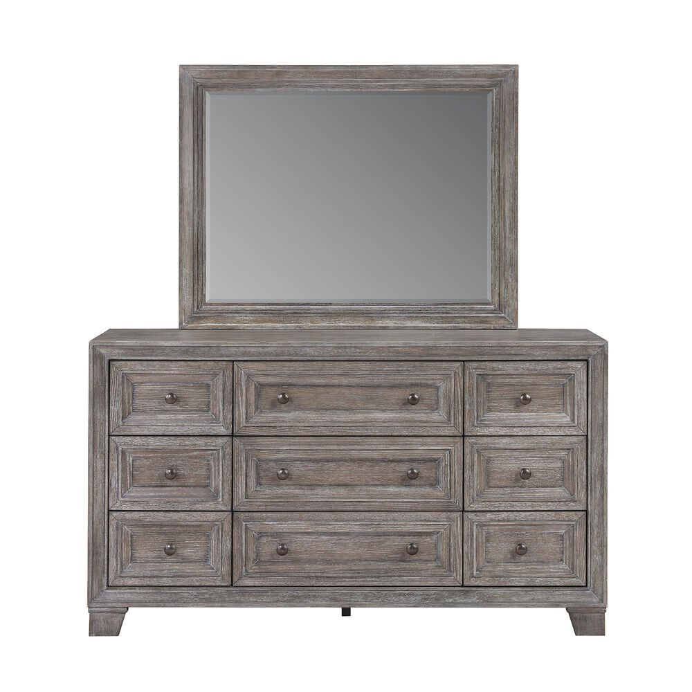 Davis International Traditional 9 Drawer Dresser and Mirror in Gray, , large
