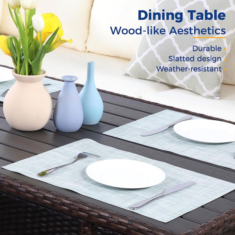 Hearth and Haven 7-Piece Outdoor Dining Set with Beige Cushion in Brown, , large