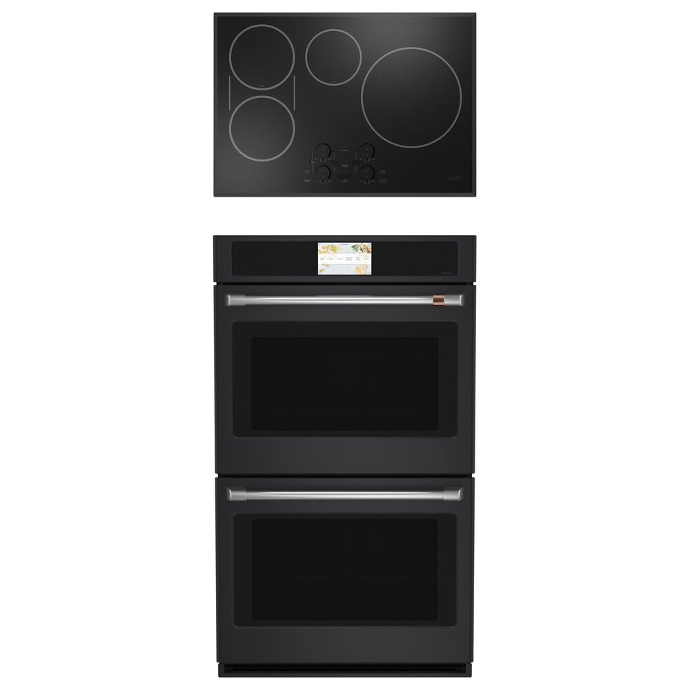 Cafe 2-Piece Kitchen Package with Matte Black 30" Smart Built-In Convection Double Wall Oven and Black 30" Touch Control Induction Cooktop, , large