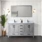 Lexora Home Jacques 60" Double Bathroom Vanity in Distressed Grey with 2 cm White Carrara Marble Top and Rectangular Sinks, , large