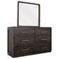 Fallridge Mezquite Solid Wood 6 Drawer Dresser and Mirror in Black natural Grain, , large