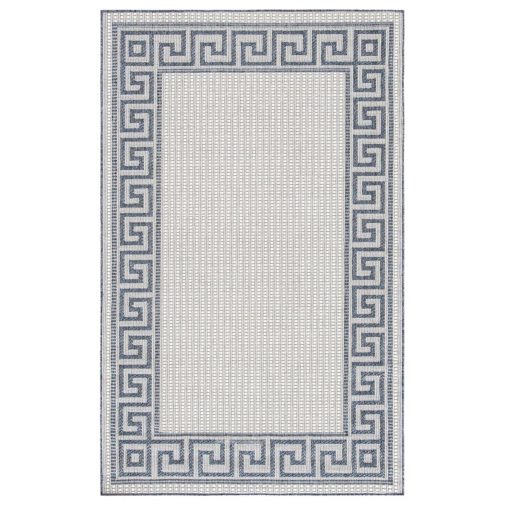 Safavieh Bermuda Traditional 4" x 6" Ivory and Blue Indoor/Outdoor Area Performance Rug, , large