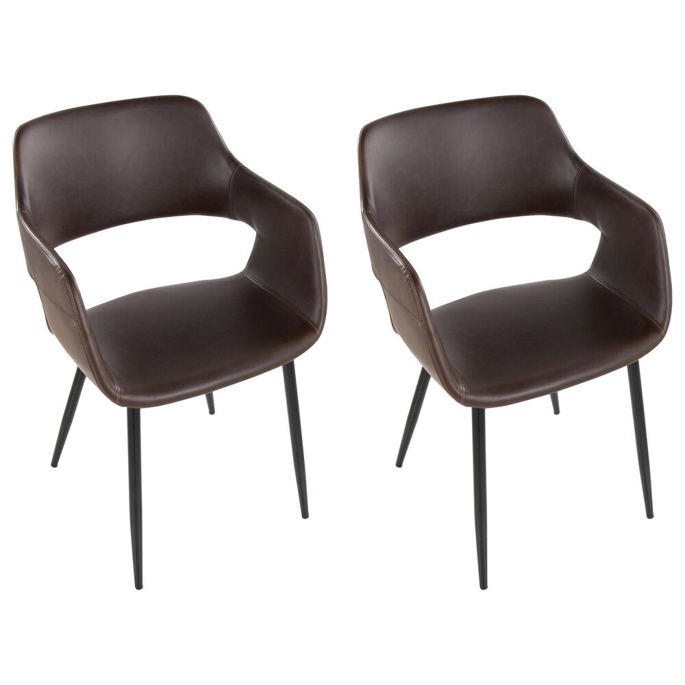 LumiSource Margarite Contemporary Dining/accent Chair in Black Metal and Espresso Faux Leather by LumiSource - Set of 2, , large