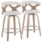 LumiSource Gardenia Swivel Fixed-Height Counter Stool with Cream Fabric Upholstery in Chrome and Whitewashed (Set of 2), , large