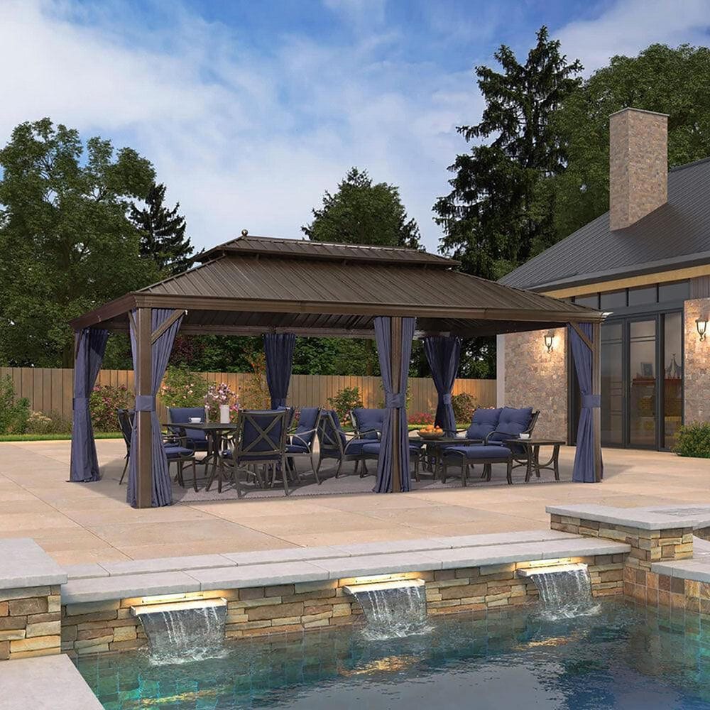 HOMLUX 12' x 20' Hardtop gazebo with double roof in Bronze, , large