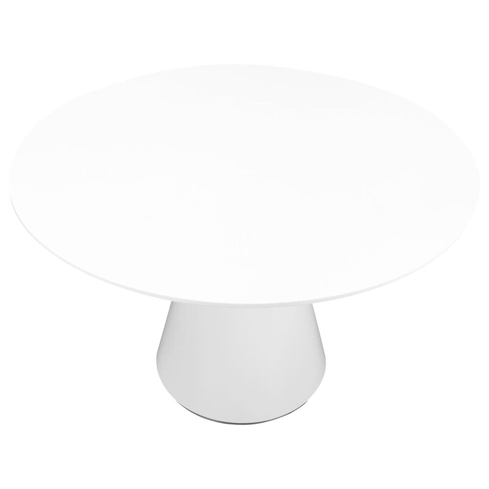 Moe&#39;s Home Collection Otago 47&quot; Dining Table in Gloss White and Brushed Stainless Steel - Table Only, , large