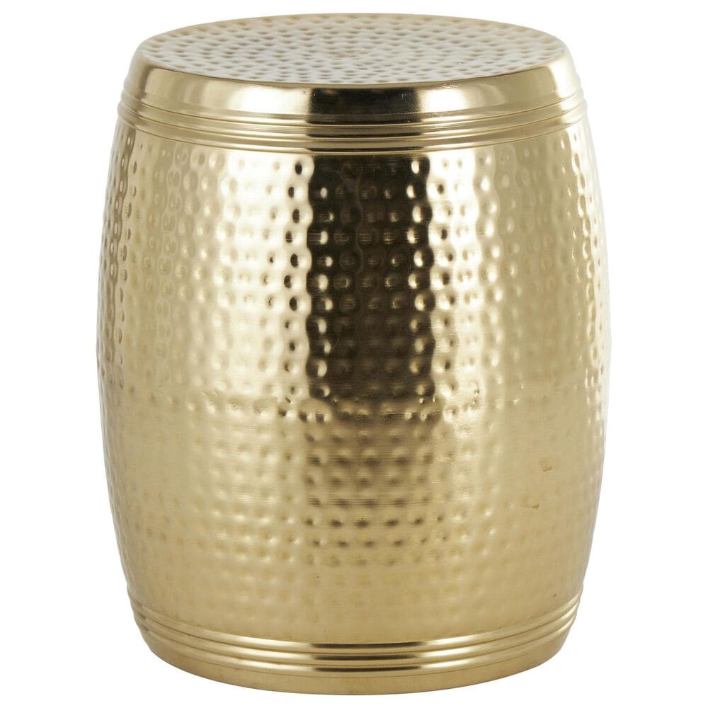 Maple and Jade Handmade Drum Accent End Table in Gold, , large