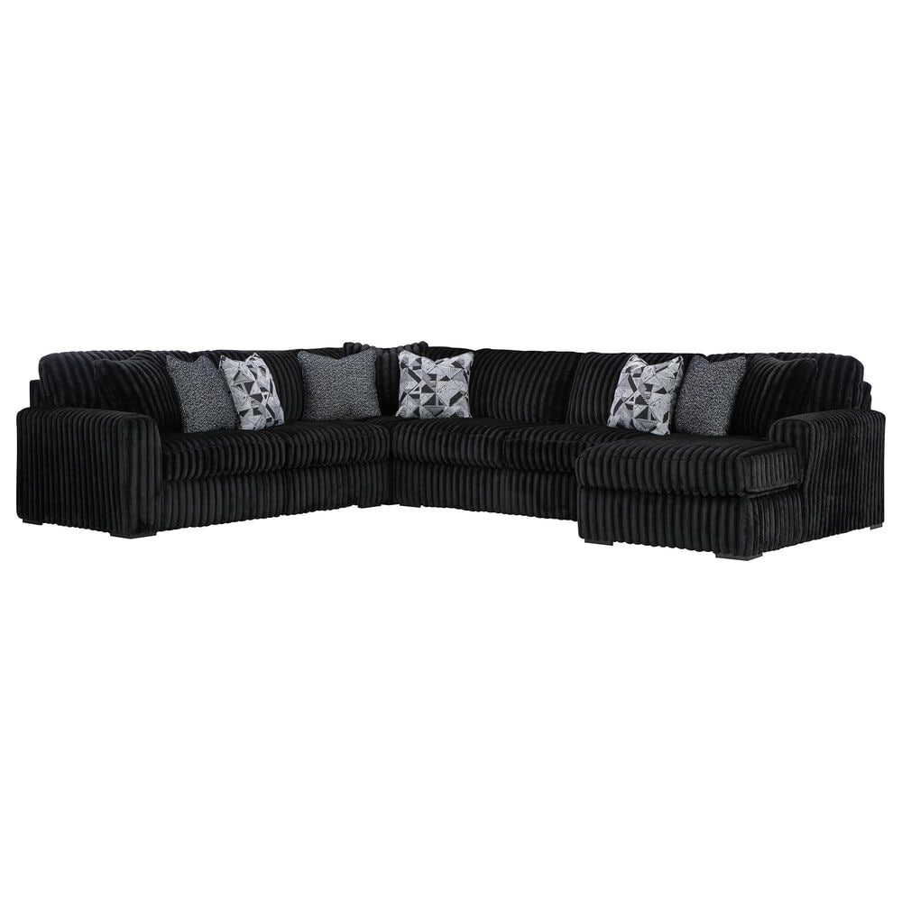 Ashley Midnight-Madness 4-Piece Sectional with Right-Facing Chaise in Onyx, , large