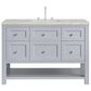 James Martin Vanities Breckenridge 48" Single Bathroom Vanity in Serenity Blue with 3 cm Victorian Silver Quartz Top and Rectangular Sink, , large