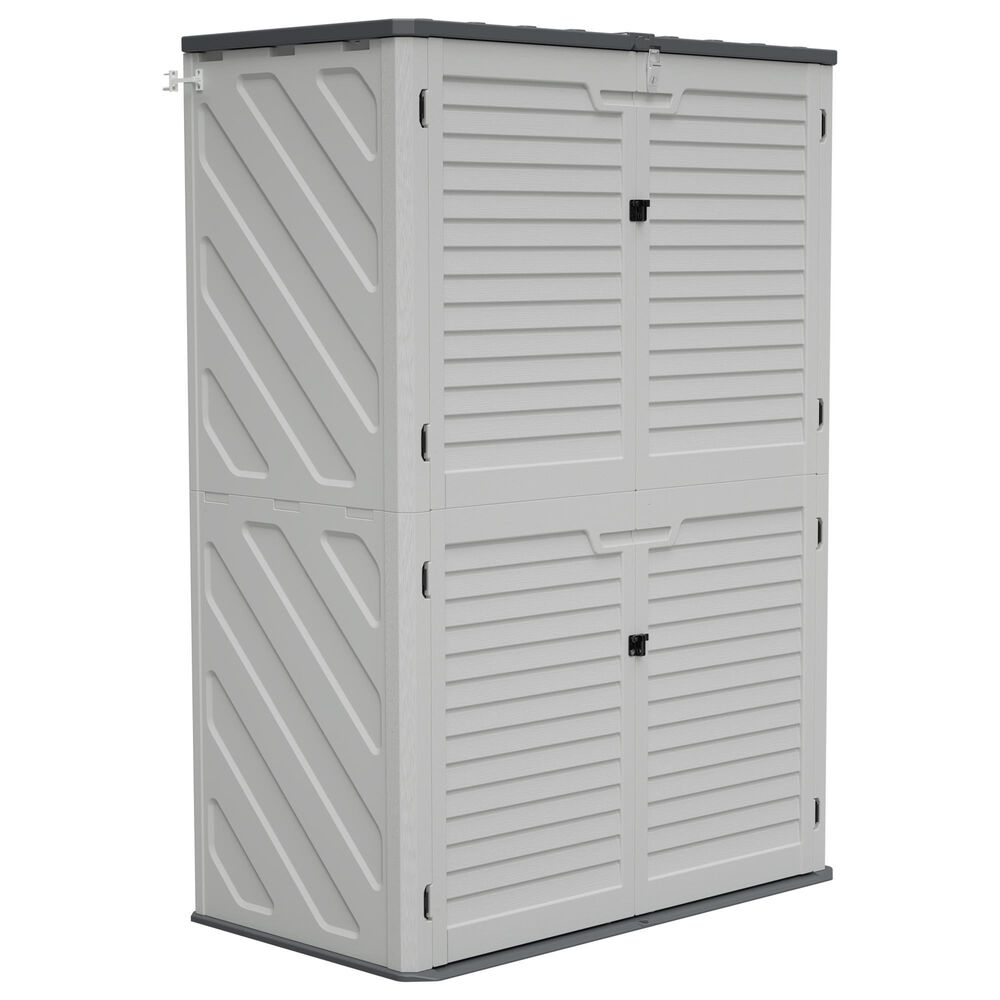 Hearth and Haven Outdoor Rust-Resistant Plastic Storage Shed with Adjustable Partition Design in White, , large