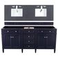 James Martin Vanities Brittany 72" Double Bathroom Vanity in Victory Blue with 3 cm Charcoal Soapstone Quartz Top and Rectangle Sinks, , large