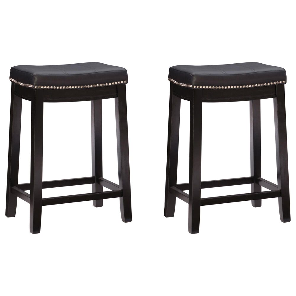 Linon Home Decor Claridge Counter Stool in Black (Set of 2), , large